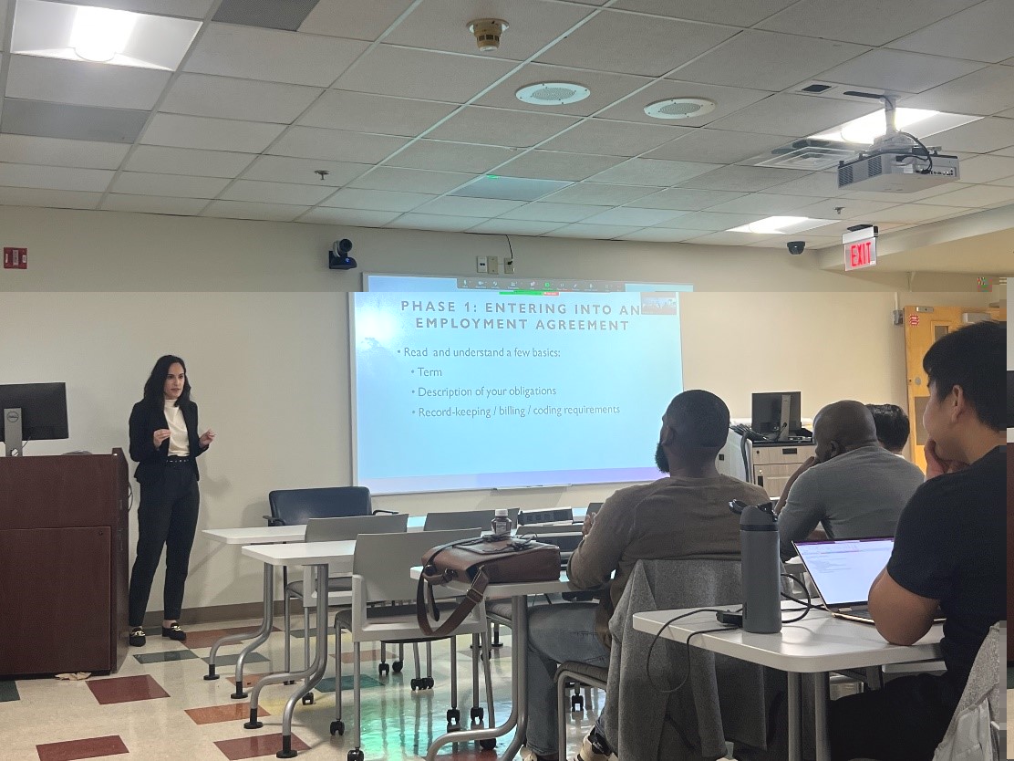Veeda Mashayekh, Associate with McGrew Miller Bomar & Bagley, recently visited Grady Hospital to speak with Internal Medicine Residents about the intricacies of physician contracting.